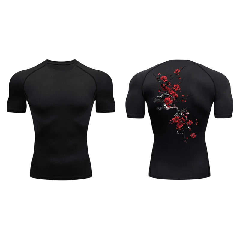 Crimson Blossom Compression Shirt (Short Sleeve)