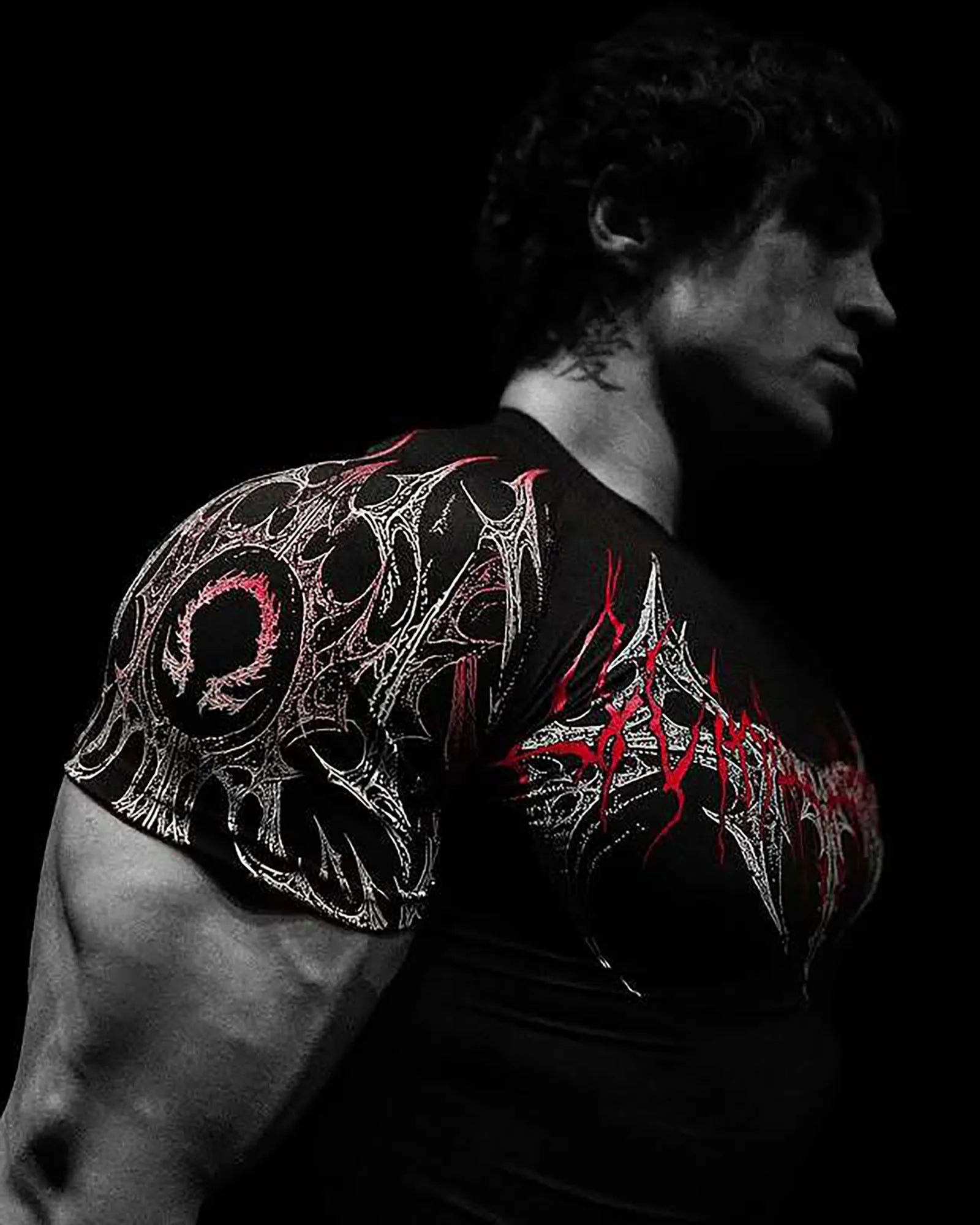 Black (Red/White Design) Revenant Compression Shirt